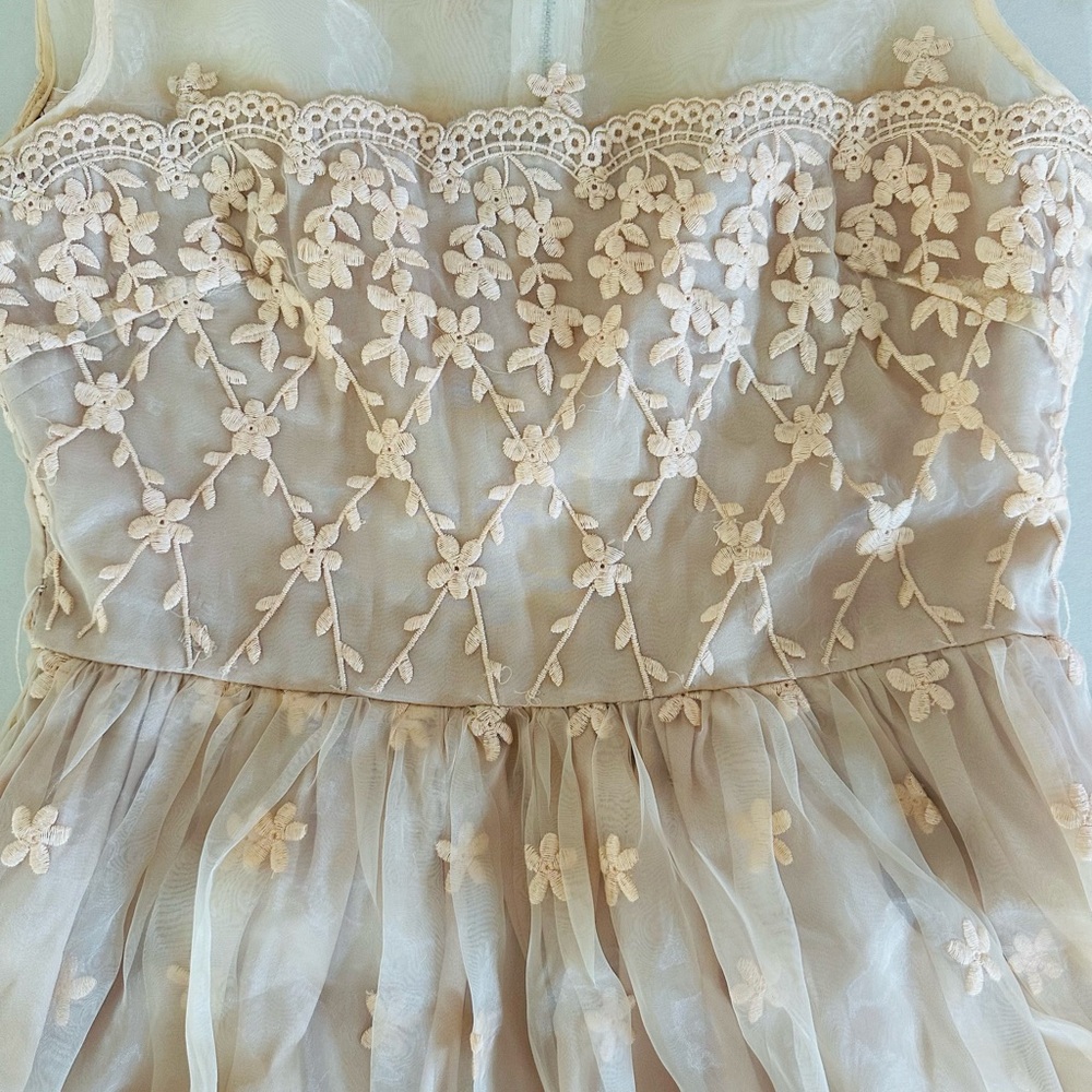 Marc Jacobs Vintage Peach Silk Embroidered Dress L Fair Condition - Picture 15 of 16